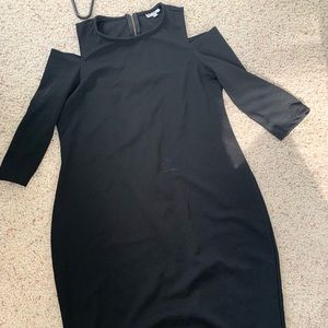 Black cold shoulder dress